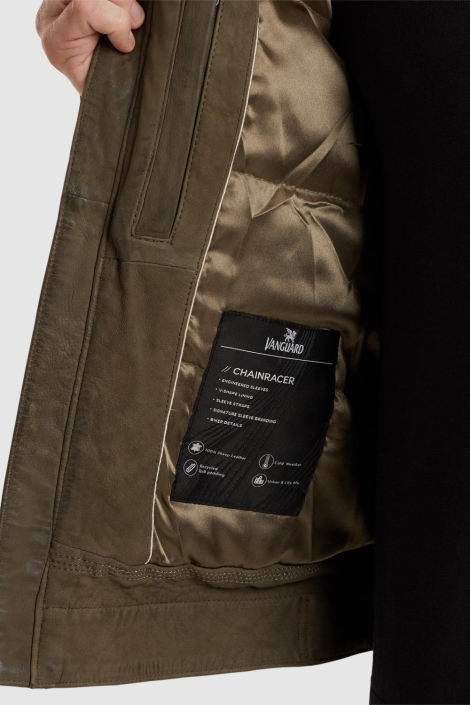 Vanguard short jacket sheep veg leather